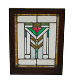 original and largely intact early 1920's american interior residential chicago prairie school style leaded art glass chevron motif window
