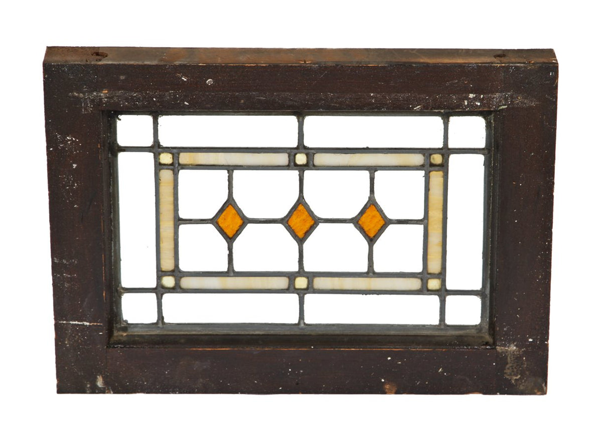 c. 1920's strongly geometric interior residential american prairie school style leaded art glass bungalow window with intact wood sash frame