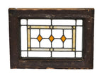 early 1920's antique american chicago bungalow interior diminutive leaded art glass window with amber glass diamonds