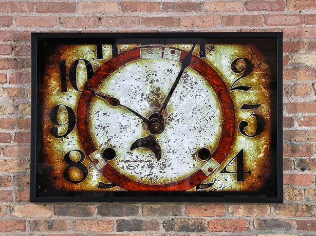 limited edition large format digital print entitled "clock face" with black frame and plate glass