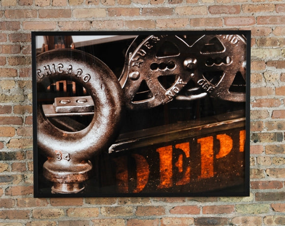 limited edition large format digital print entitled "dept" with custom built black enameled wood frame