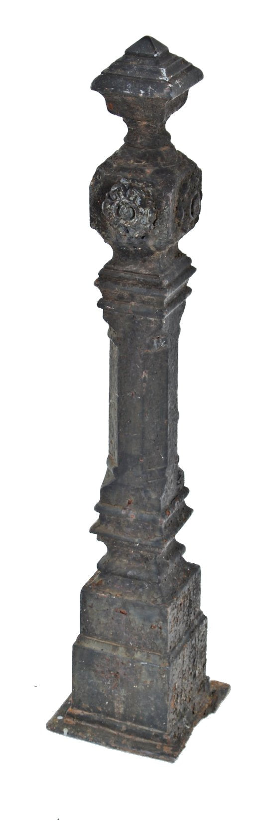 c. 1890's original and intact oversized freestanding american antique victorian era ornamental cast iron exterior residential newel post