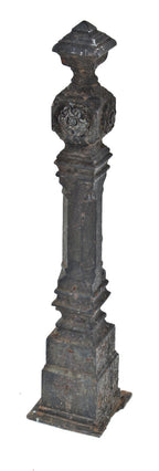 c. 1890's original and intact oversized freestanding american antique victorian era ornamental cast iron exterior residential newel post