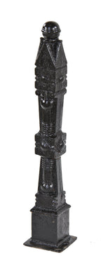oversized 19th century "chicago style" exterior residential black enameled ornamental cast iron freestanding newel post with ball finial