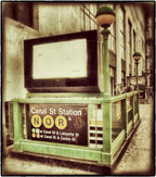 hard to find american depression era single-sided white porcelain enameled flush new york city subway column station sign