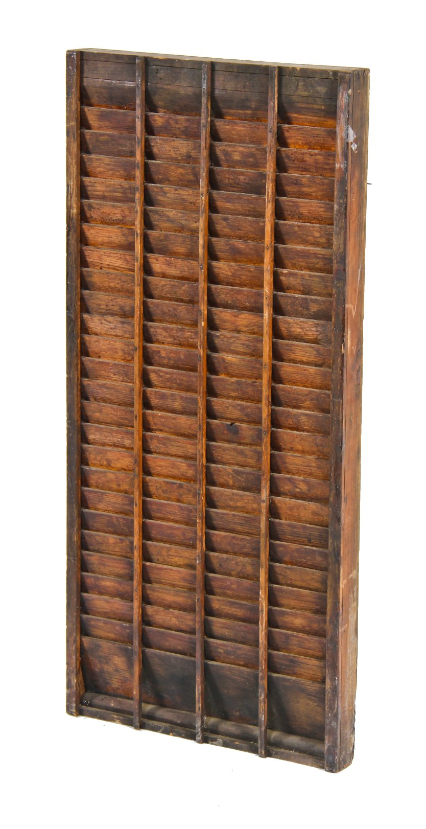 original and intact c. 1910 american antique industrial wall-mount interior factory time recorder "in" and "out" sectionalized card rack