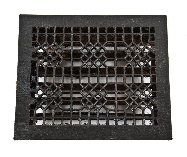 late 19th or early 20th century antique american ornamental cast iron "indian lattice" pattern interior residential grate or register
