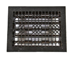 original antique american black enameled ornamental cast iron "indian lattice" pattern floor register or grate with intact louvers