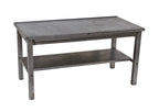 late 1930's vintage american industrial strong and sturdy cold-rolled furniture sheet steel stationary factory office side table with undershelf