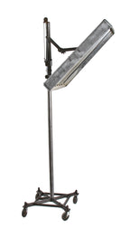 original largely intact c. late 1940's vintage american industrial perkins "hi-power" mobile photo studio fluorescent light stand unit