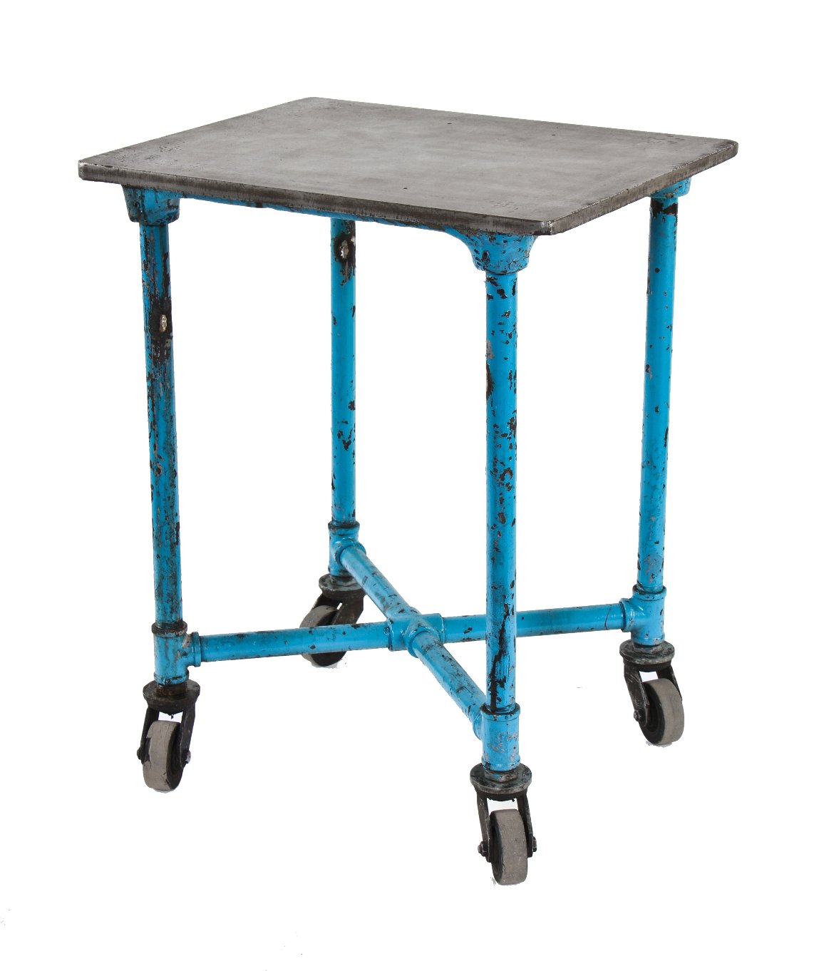 solidly-constructed early 1920's american antique industrial hamilton "steel goods" print shop mobile supply cart with casters