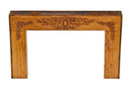 double-sided original c. early 20th cent. varnished oak wood colonnade room divider header with decorative intact applique