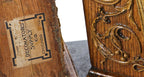 matching set of early 20th century highly ornate varnished oak wood and gesso interior residential corbels with fanciful volutes