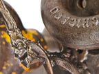 wall-mount oversized late 19th century ornamental cast iron copper-plated figural coat hook with grotesque