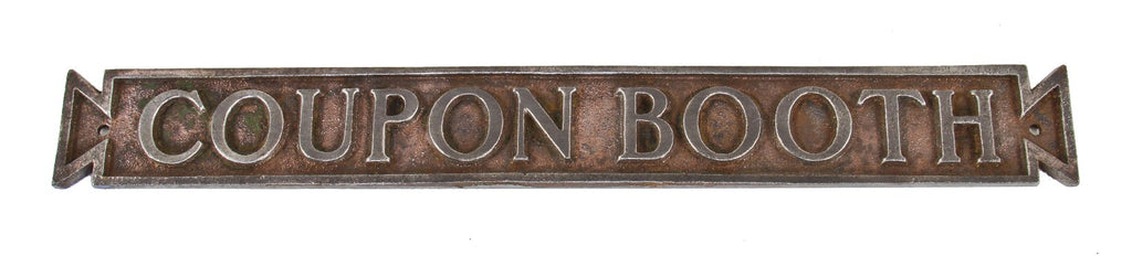 c. 1900-10 original single-sided copper-plated cast iron "coupon booth" bank teller chicago bank building sign or plaque