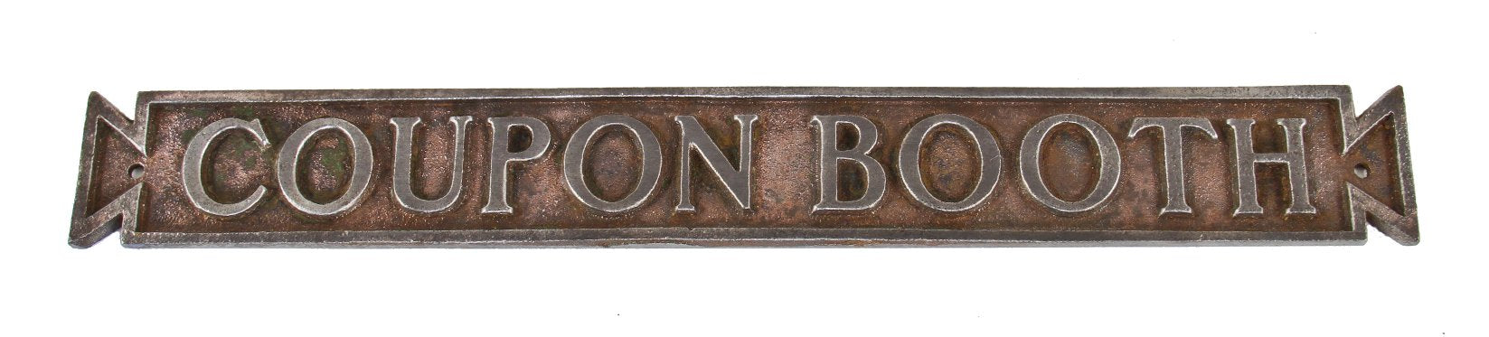 c. 1900-10 original single-sided copper-plated cast iron "coupon booth" bank teller chicago bank building sign or plaque