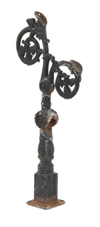 finely made 19th century american victorian era cast iron residential adjustable handrail support bracket with leafage