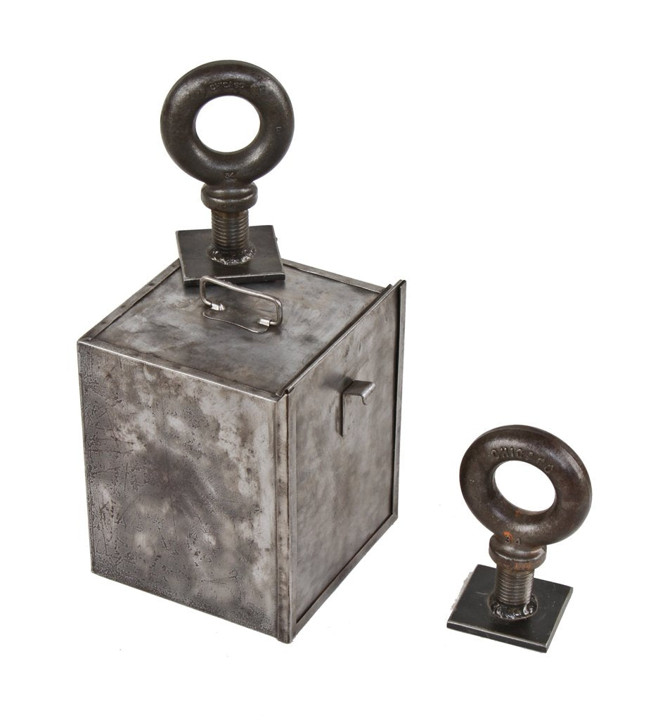 very compact and lightweight american vintage industrial storage box or container comprised of refinished cold-rolled steel