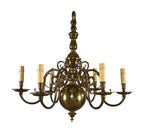treasured late 1940's original and intact american heavy cast brass six-arm interior chicago athletic club chandelier