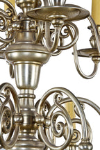 histrionically important 1920's original oversized two-tier neoclassical style chicago athletic association building silver-plated ceiling mount twelve arm ceiling mount chandelier