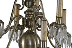all original early 1920's american 8-arm silver-plated brass metal chicago athletic club annex building chandelier with spearhead crystals