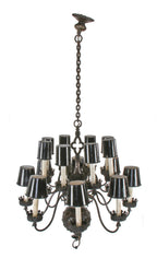 gargantuan c. 1930's heavily ornamented gothic style chicago athletic club reading room 16-arm ceiling patinated brass chandelier