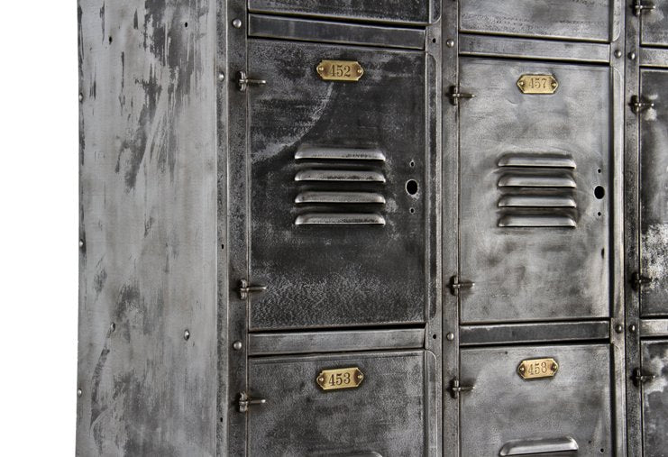 c. 1915-20 giant-sized freestanding american industrial "durand" cold-rolled steel steel chicago athletic club compartmentalized locker unit