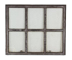 highly sought after all original and intact c. 1905 heavily reinforced "chicken wire" sandwich glass industrial six-pane steel window
