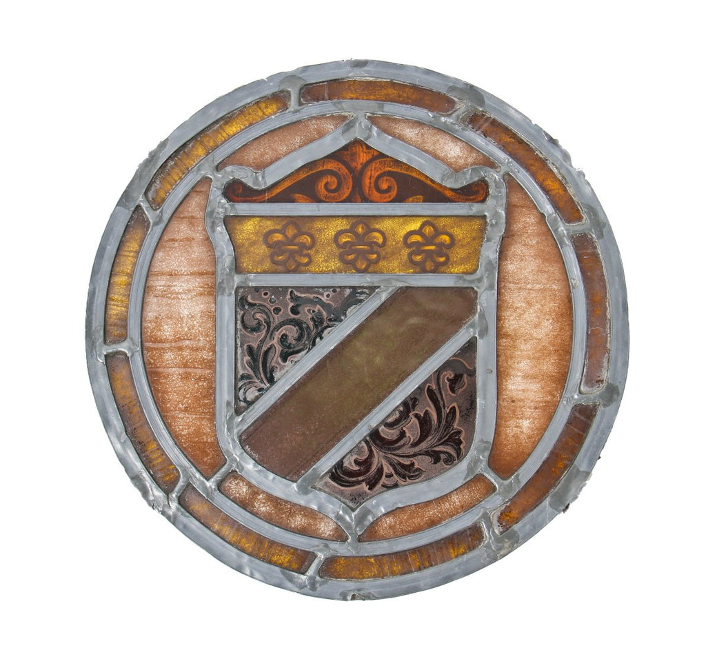 original early 1920's chicago athletic association annex building spanish revival style fired enameled art glass medallion