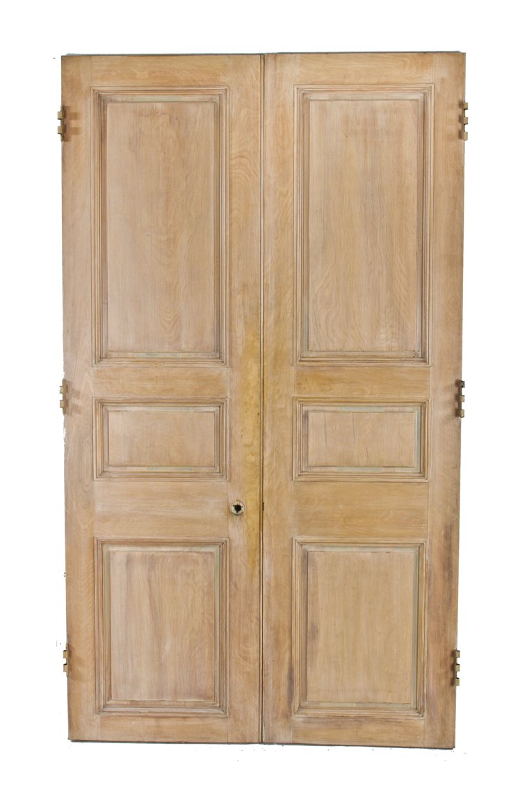 two matching original c. 1929 american allen loeb residence maple wood raised panel vestibule double doors with lightly stained finish