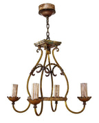 early 1930's american ornamental cast brass spanish revival style chicago athletic club four electric candle ceiling light fixture