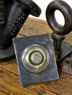 late 1920's american industrial depression era residential walk-in safe door solid steel fragment with original analog combination dial