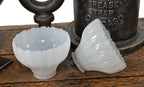 pair of matching original early 20th century white opalescent bell-shaped chicago athletic club utility closet pendant light shades