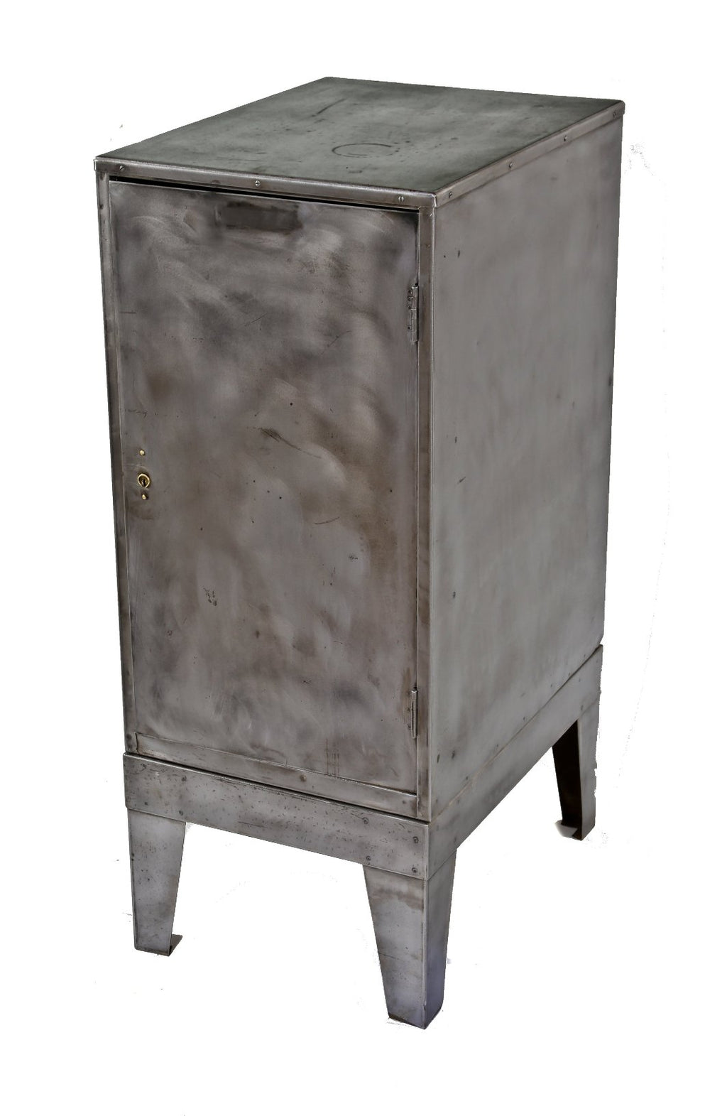 all original c. 1920's american industrial freestanding "addressograph" rubber stamp storage cabinet with green leatherette top