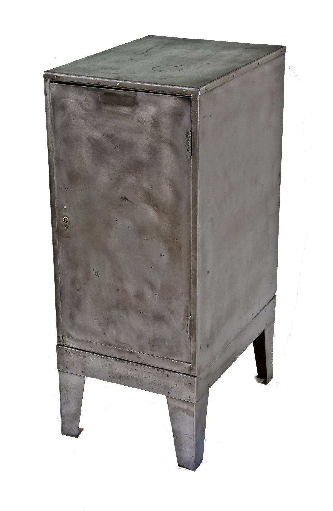 all original c. 1920's american industrial freestanding "addressograph" rubber stamp storage cabinet with green leatherette top