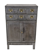 thoroughly refinished early 1920's american industrial compartmentalized factory office "fireproof" brushed steel cabinet