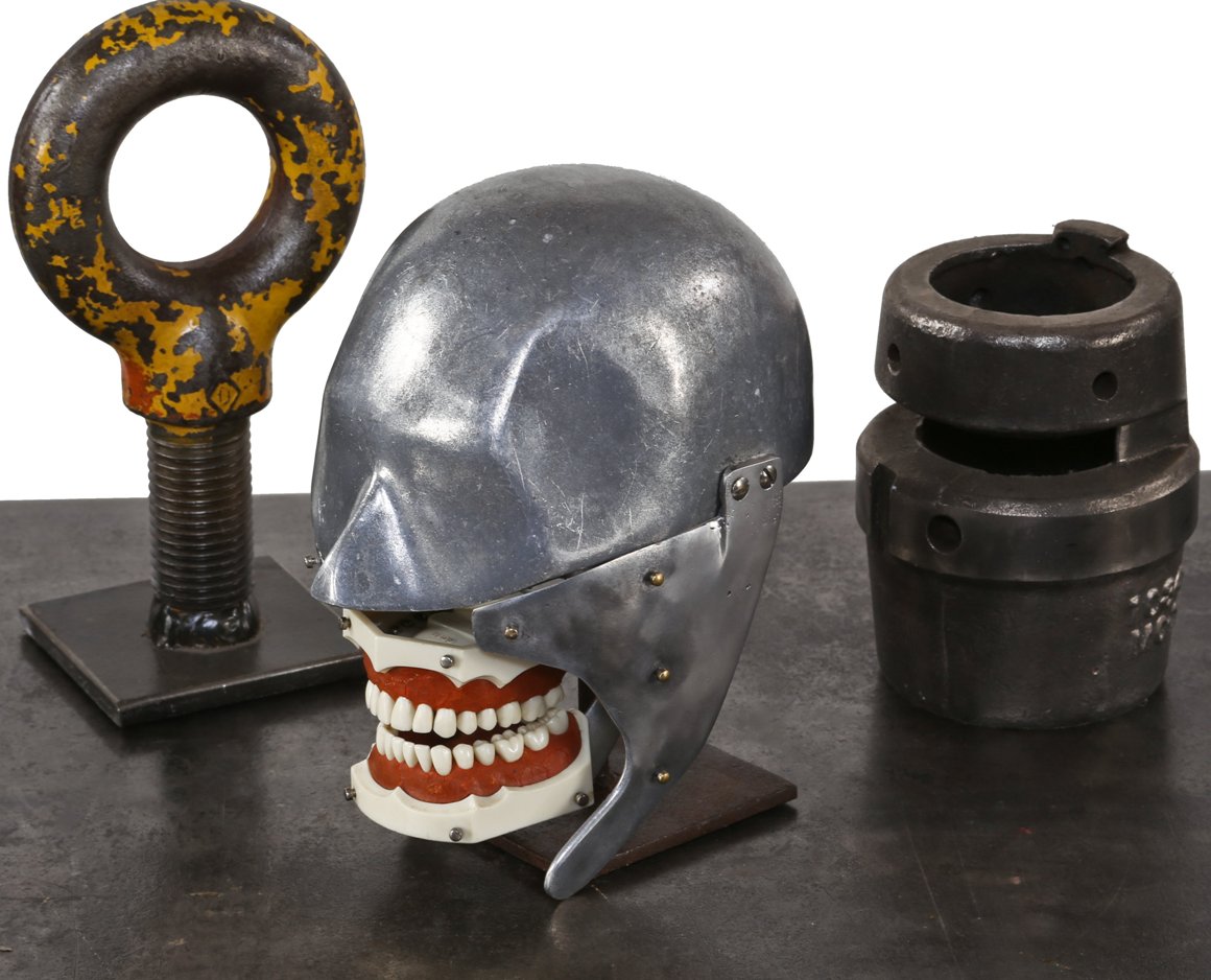 all original and completely intact late 1930's american medical dental instructional phantom head with detachable articulating "dentoform"