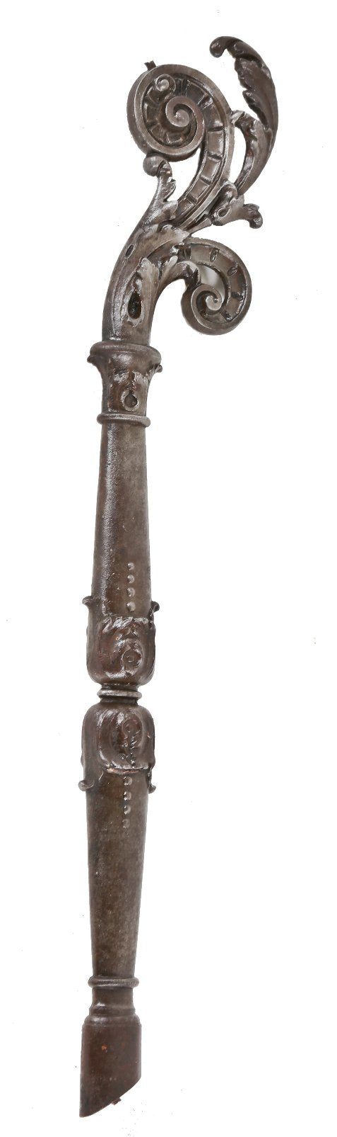 single 19th century original and intact antique american ornamental cast iron ywca hotel building staircase baluster with floral ornament