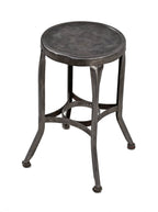 hard to find original diminutive early 20th century pressed and folded "uhl art steel" four-legged child-size soda fountain stool