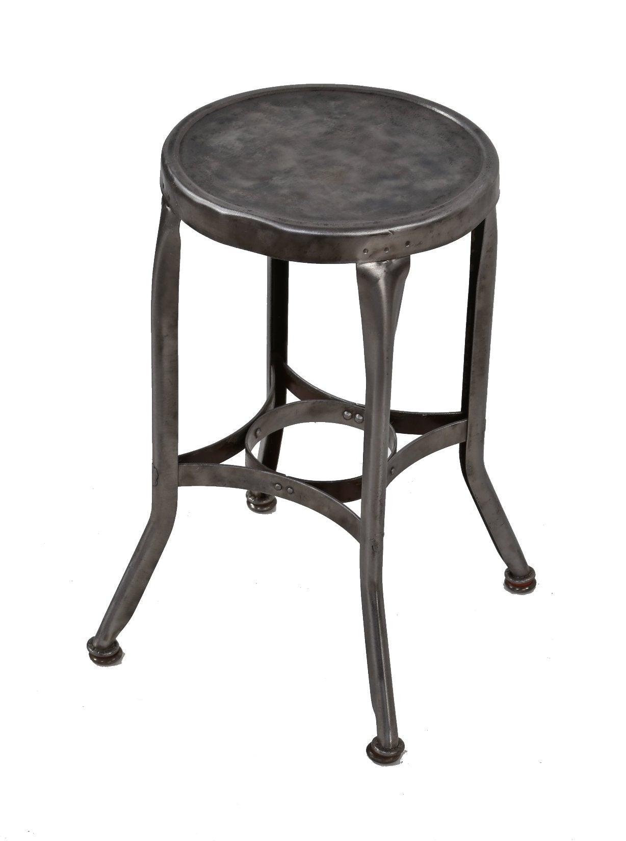 hard to find original diminutive early 20th century pressed and folded "uhl art steel" four-legged child-size soda fountain stool