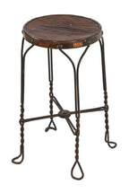 all original late 19th or early 20th century "wearproof" four-legged twisted steel ice cream parlor chair with oxidized copper-plated finish