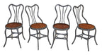 group of four matching metallic silver enameled pressed and formed steel uhl art steel "perfection" chairs with wood seats