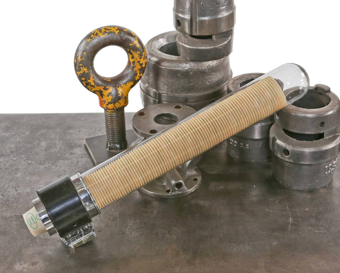 intact c. 1930's american industrial factory office wall-mount dixie "model 1244" cup dispenser with vortex glass dome