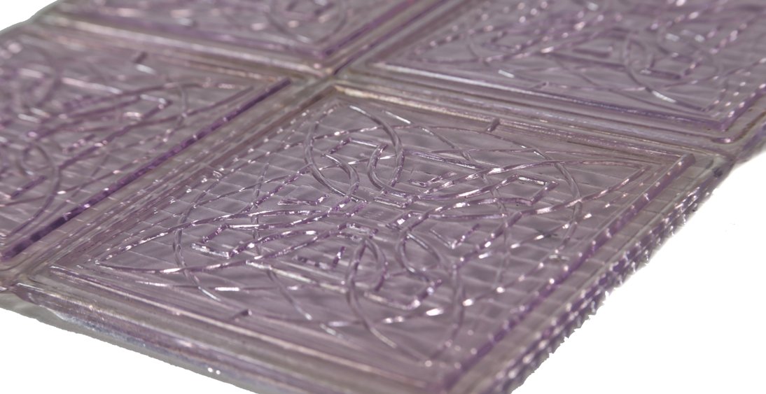 matching lot of four original early 20th century american frank lloyd-wright designed geometric flower pattern transom panel prism tiles