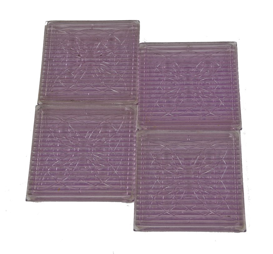 original and remarkably intact c. 1900's frank lloyd wright-designed "sun-purple" exterior building facade transom panel ornamental luxfer tiles