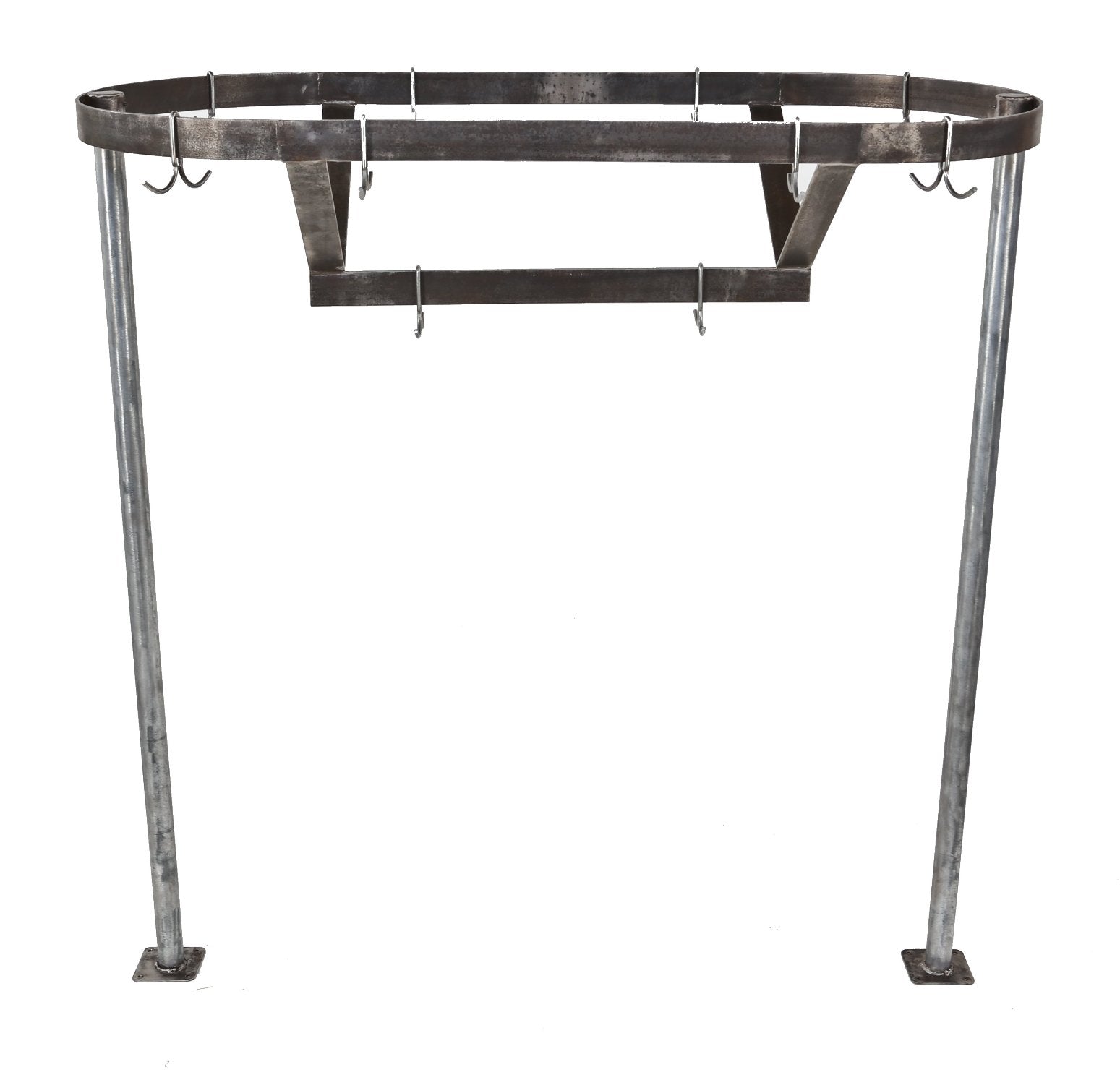american industrial commercial grade chicago hotel kitchen table-mounted all-metal pot rack with adjustable hooks