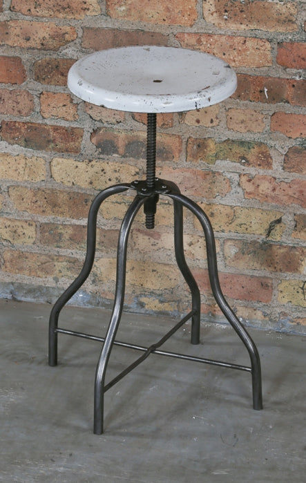 original antique american medical cook county hospital adjustable height operating room stationary stool