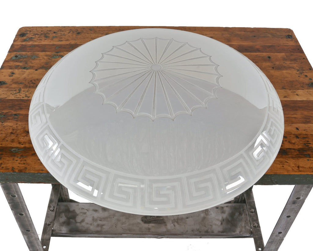 massive original early 20th century american neoclassical style white calcite glass steuben drop bowl ceiling fixture shade