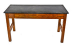 american vintage chicago public school black slate top oak wood science laboratory table with original varnished finish