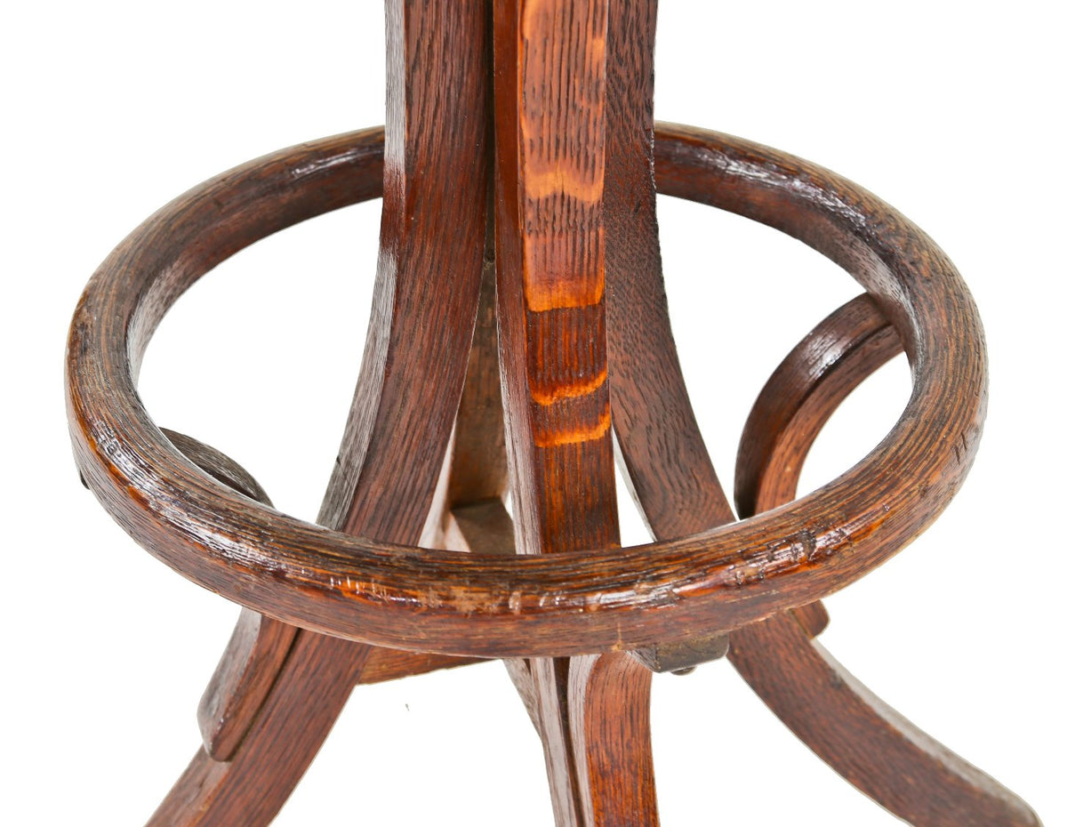 very clean and well-maintained fully adjustable early 20th century varnished oak wood chair back draftsman stool